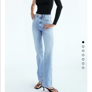 WORN ONCE zara high waist split hem jeans